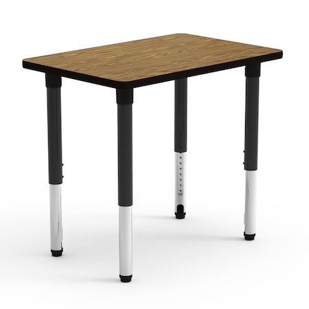 Virco 36 in. W, 24 in. L, 24-32 in. H, Medium Oak Top / Black Edge 502436ADJ